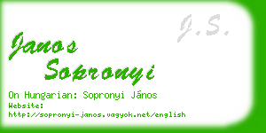 janos sopronyi business card