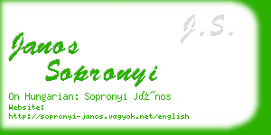 janos sopronyi business card